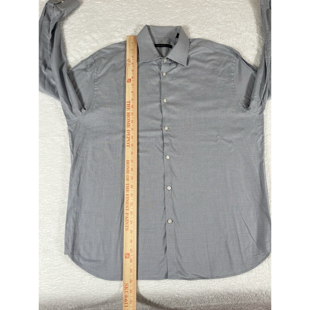 John Varvatos Gray White Geometric Long Sleeve Button Up Shirt Men's 16.5 32/33‎ - Picture 8 of 8